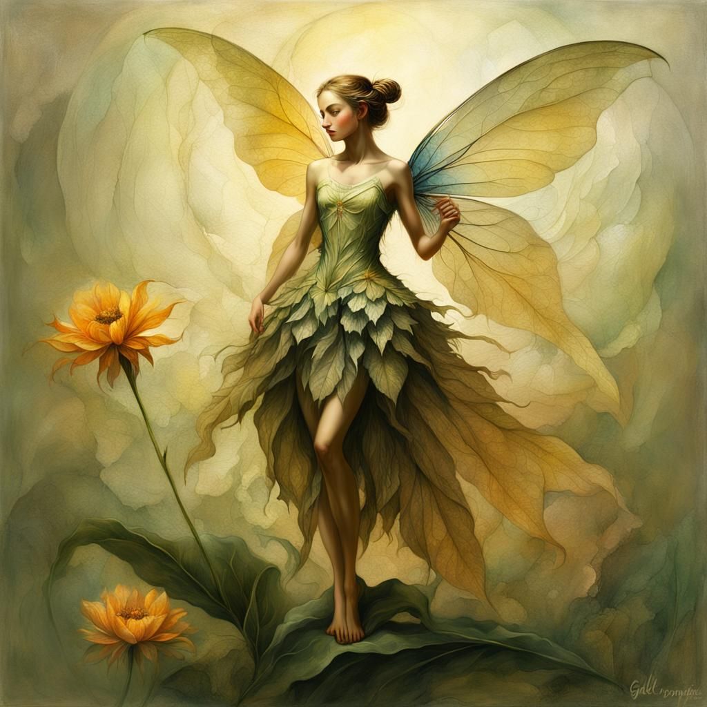 Beautiful Flower Fairy in Oil Painting Style