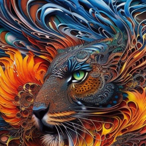 Ghost Tiger in Liquid Watercolor Style