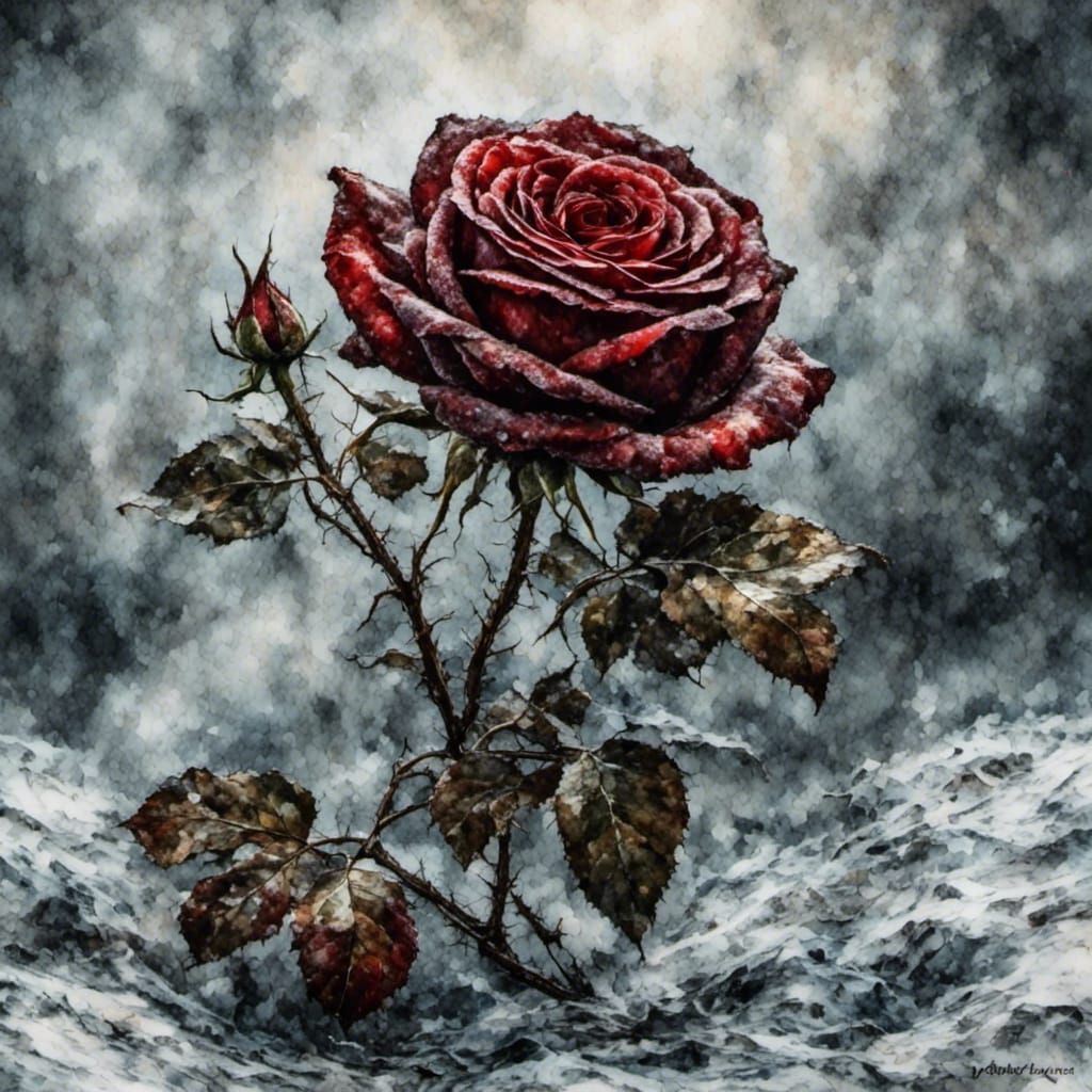 Silver Thorn and Bloody Rose on Snow