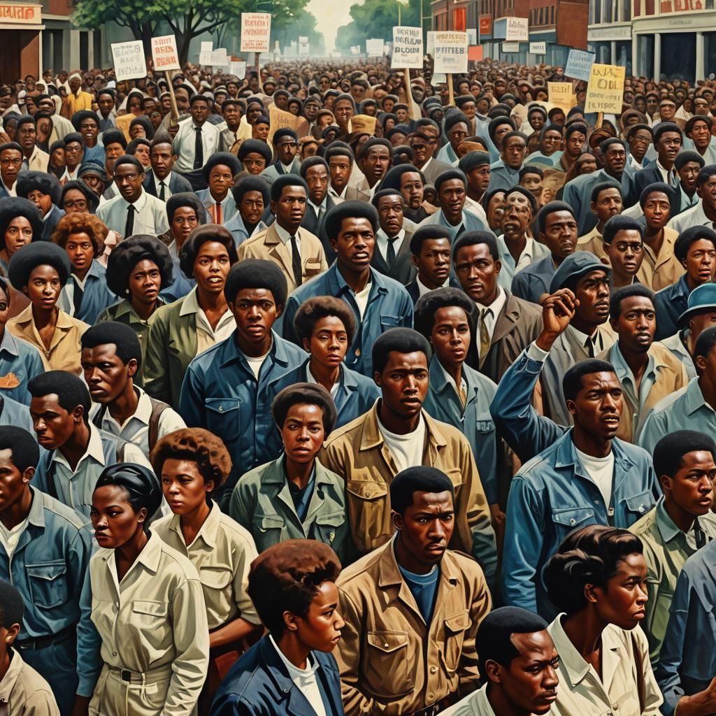 Civil Rights Protest: 1960s Hyperrealistic Concept Art