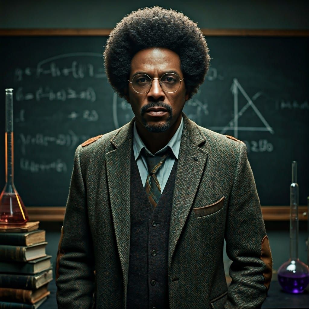 Distinguished Professor Portrait in Cinematic Realism Style