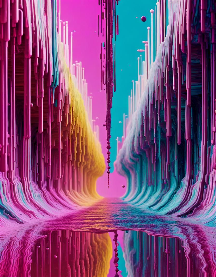 Glitch Art: Melting Binary Code Mirrorscape