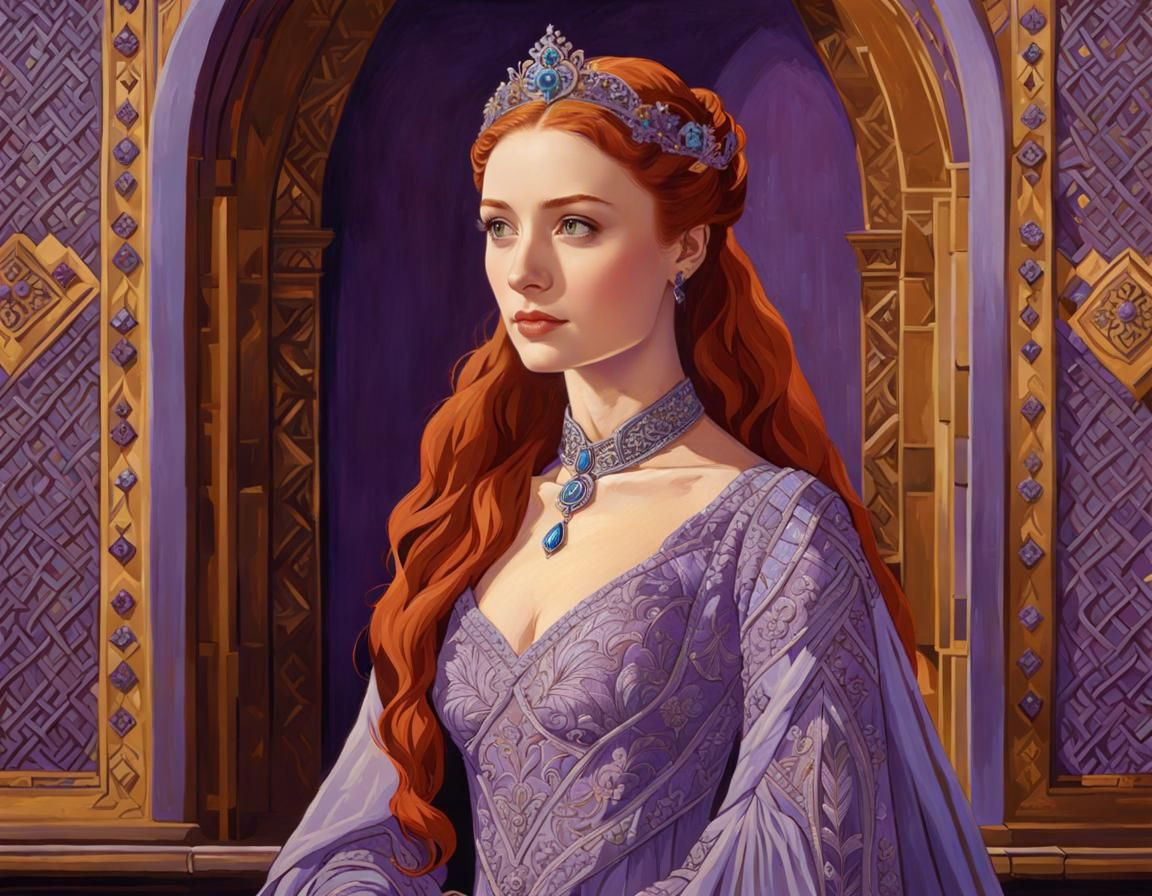 Sansa Stark Portrait in Lavish Embroidered Dress