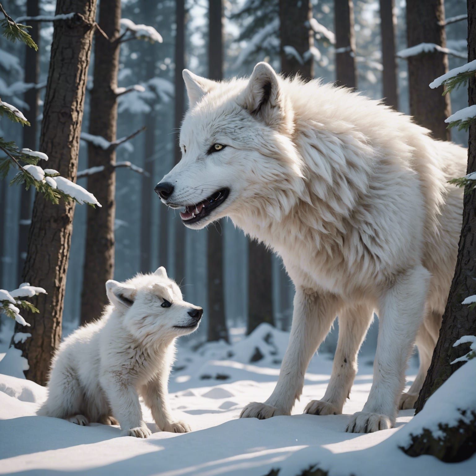 Anime White Wolf Puppy About to Sneeze