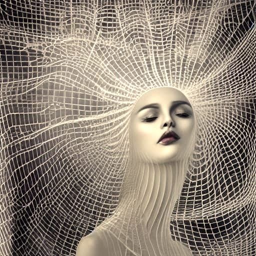 Ethereal Nymph Dreamscape with Fractal Light Patterns