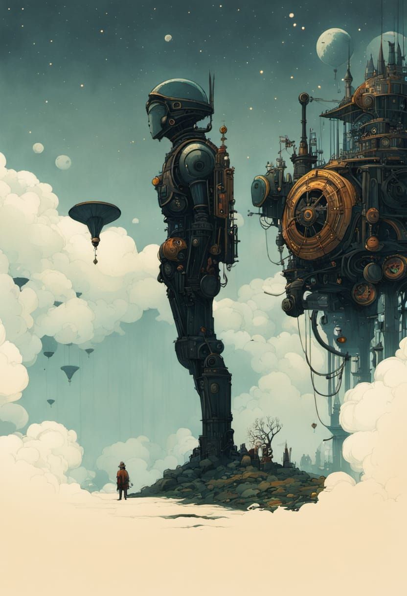 Timeless Machines at Infinity's End: Epic Novel Scene