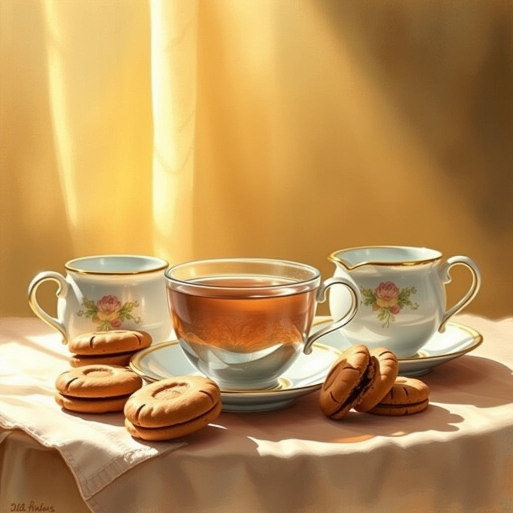Cozy Tea and Cookies Still Life, Old Masters Style