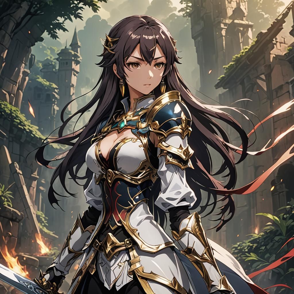 Malenia, Blade of Miquella, in Anime Cel-Shaded Style