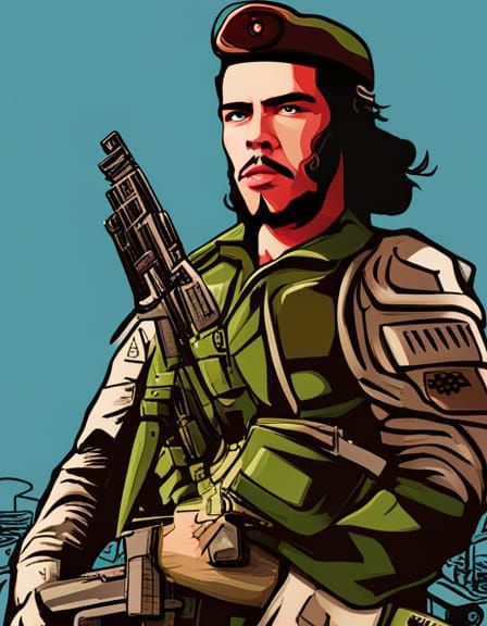 Futuristic Che Guevara Digital Art Illustration