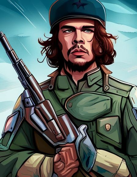 Che Guevara in Futuristic Armor, Digital Comic Art