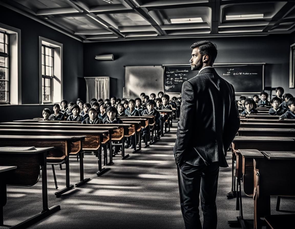 Hyperrealistic Man Memeing in Class