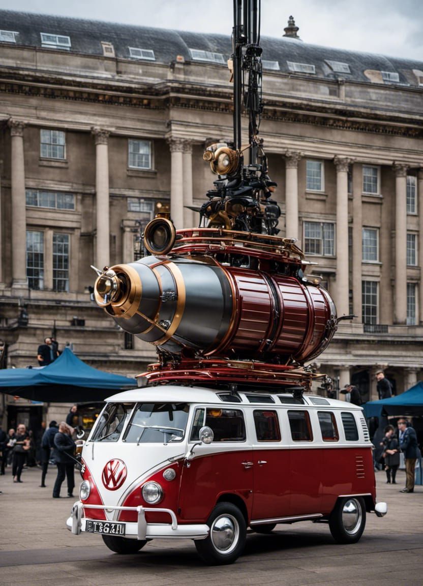 Steampunk Volkswagen Samba Kombi in Trafalgar Square