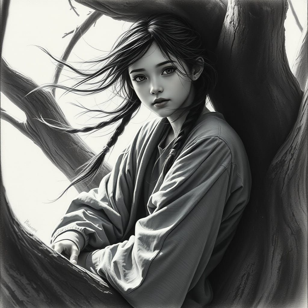 Moody Contemporary Portrait in Charcoal