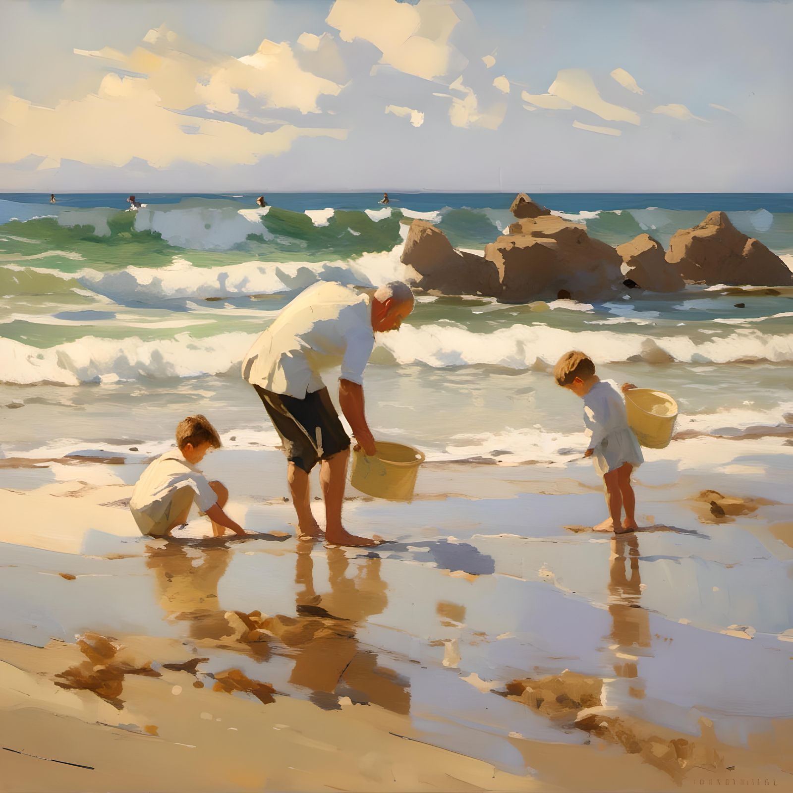 With Dad at the beach