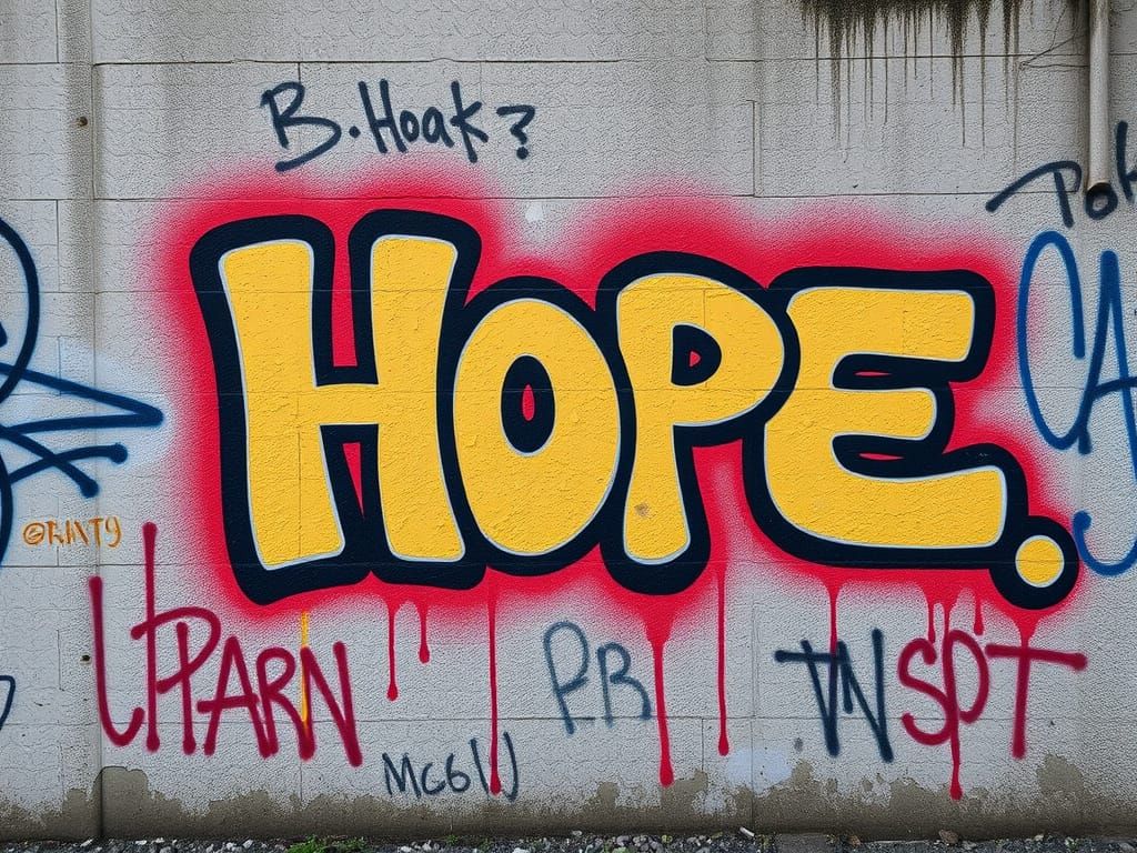 Graffiti Art: Hopeful Message on Urban Wall