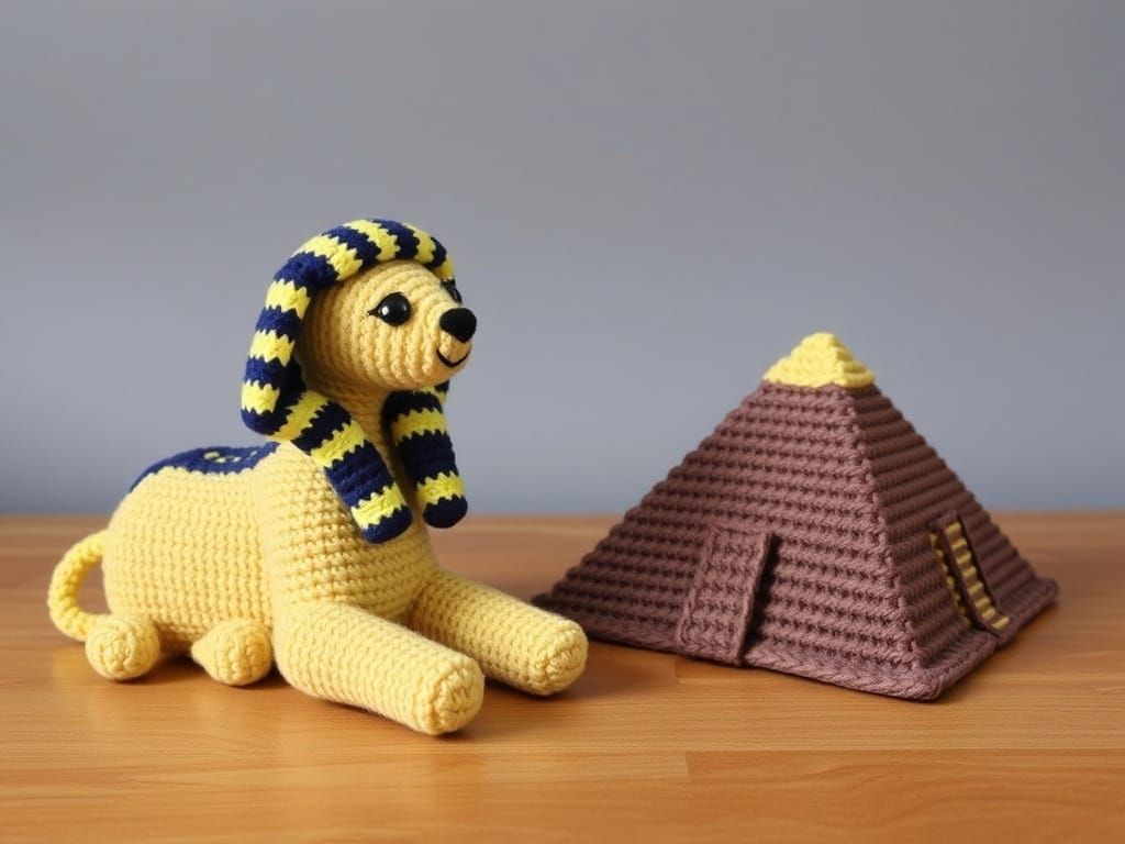 Crochet Yarn Sphinx and Pyramids