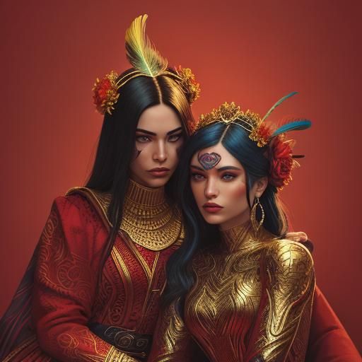 Dramatic Comic Art of Two Women in Vibrant Color