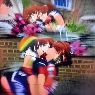 Romantic Anime Kiss Between Two Cute Girls