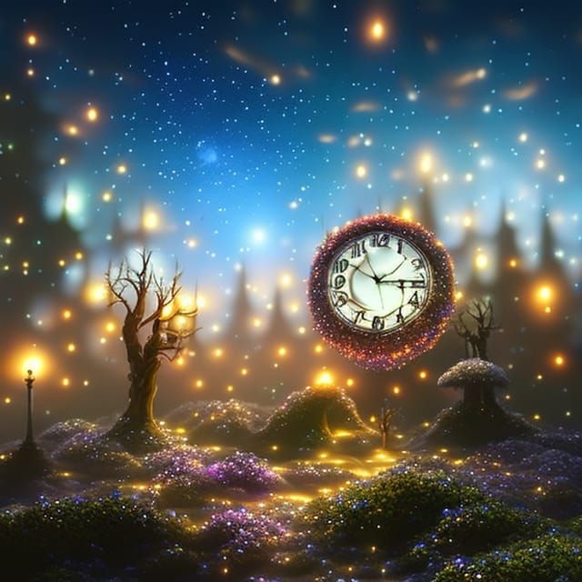 Luminescent Crystal Tree Under Twinkling Stars