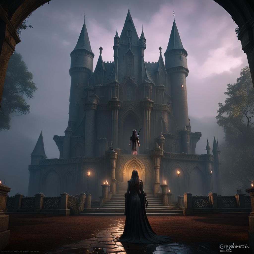 Gothic Castle with Cthulhu: Dark Fantasy Concept Art
