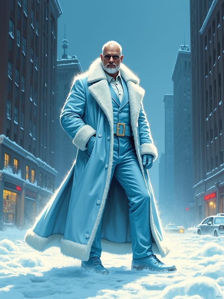 Mr. Freeze in Retro Comic Book Style