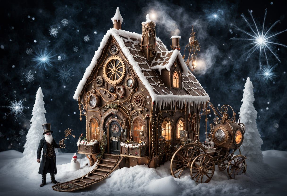 Steampunk Gingerbread House with Clockwork Elves and Gothic ...
