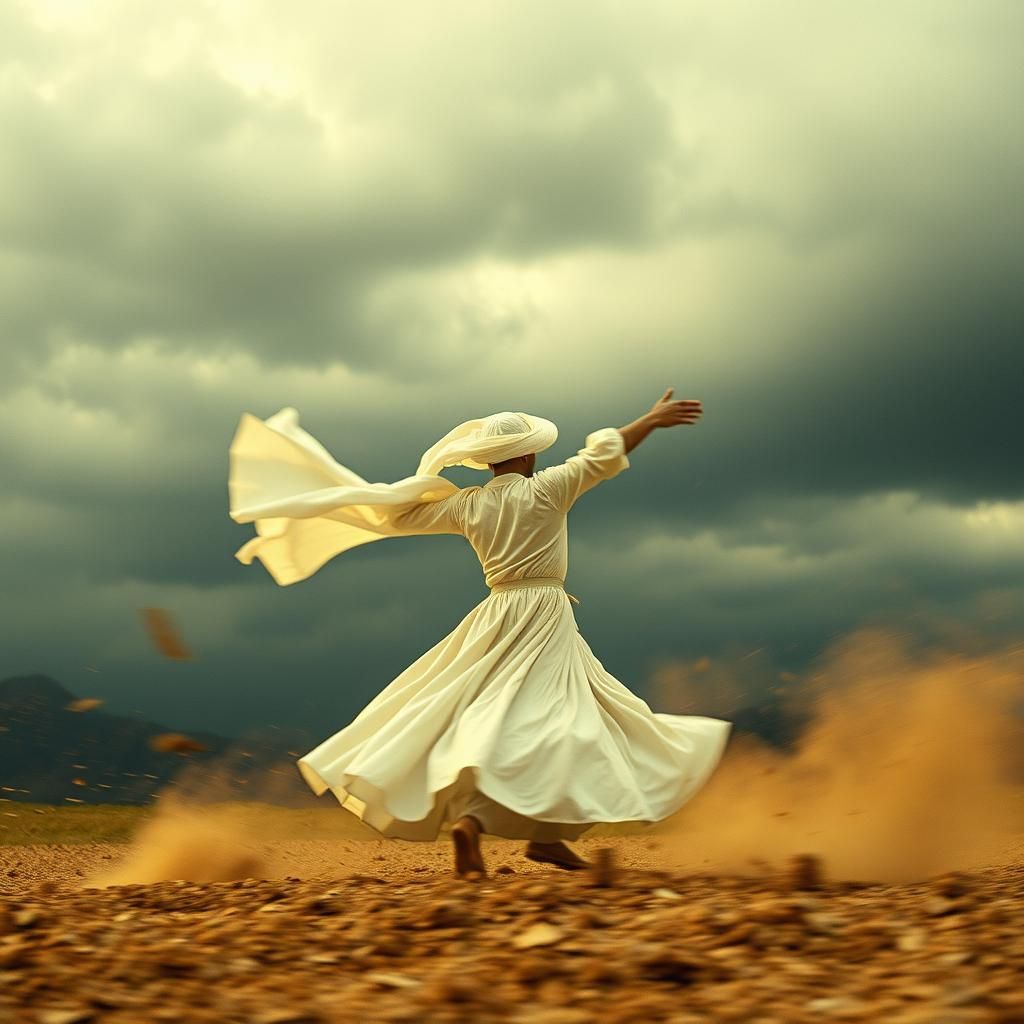 Whirling Dervish in Storm, Cinematic Style