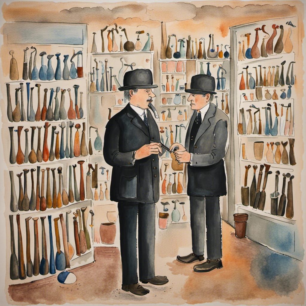 Magritte's Pipe Shop: A Watercolor Art Brut Scene