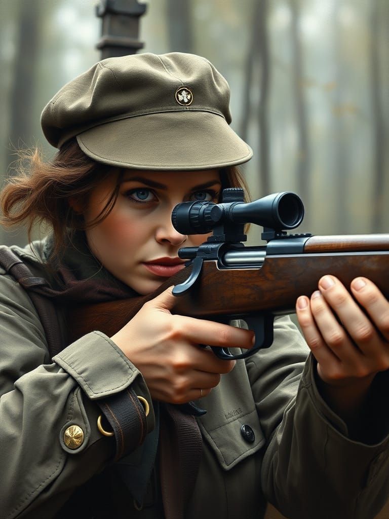 WWII Soviet Sniper Portrait in Oil Paint