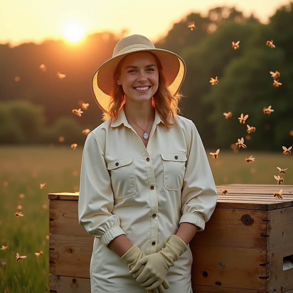 Beekeeper at Sunrise: Impressionistic Portrait