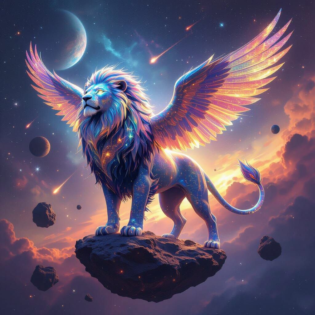 Cosmic Lion: 3D Render of Celestial Majesty