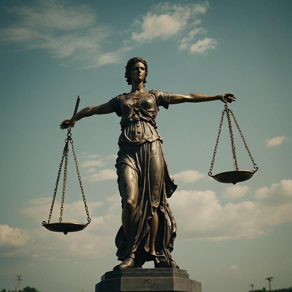 Dramatic Scales of Justice Cinematic Still