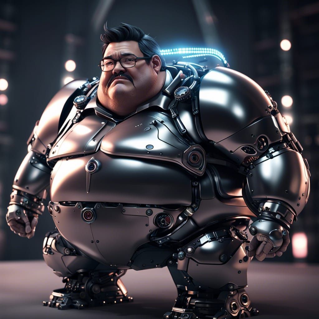 Obese Mech Character in Dramatic Sci-Fi Scene