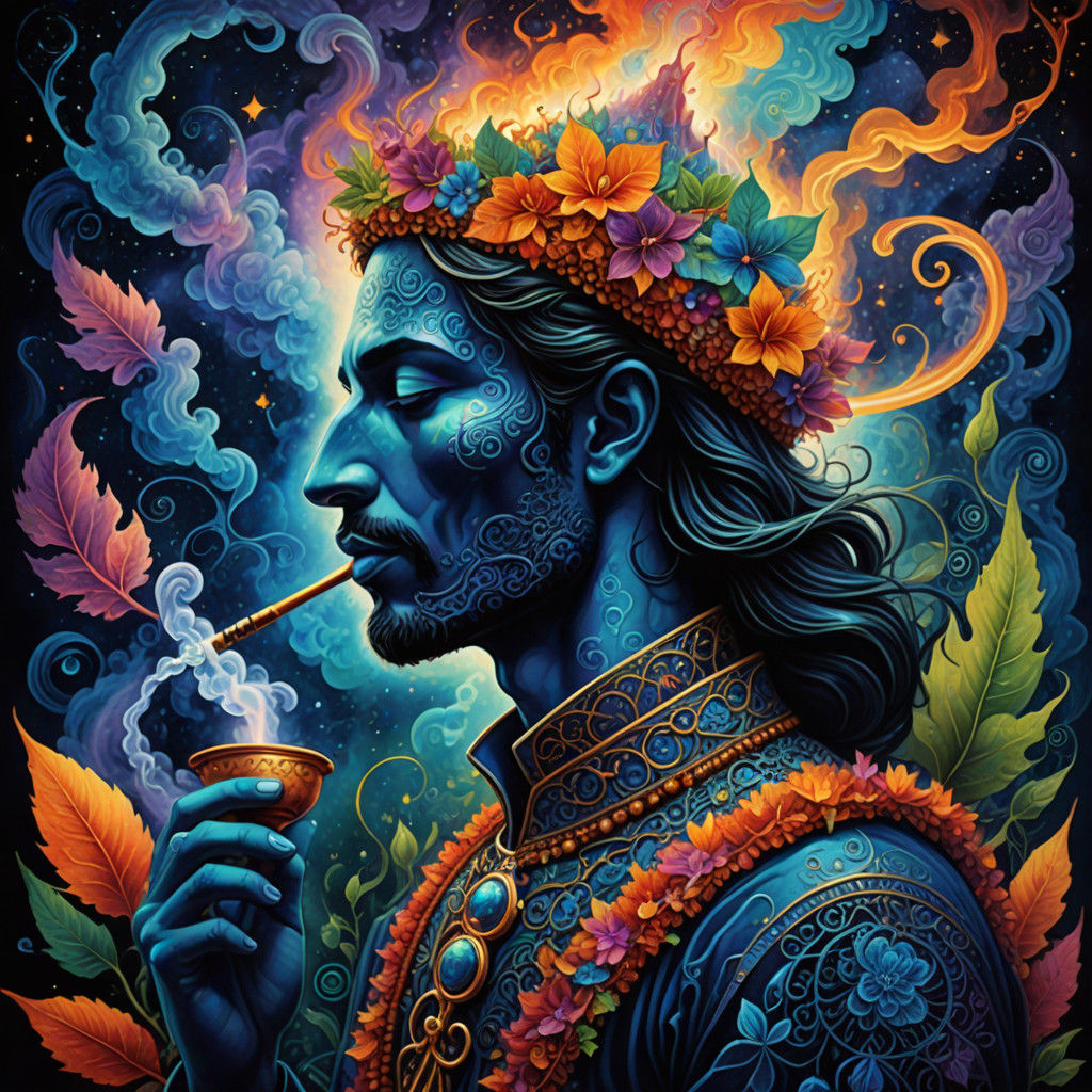 Ethereal Hookah Dreamscape in Vibrant, Luminous Hues