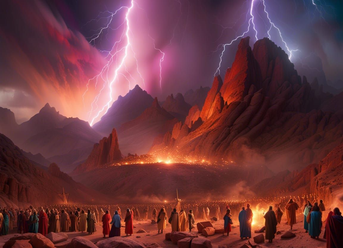 Biblical Lightning Storm at Mount Sinai