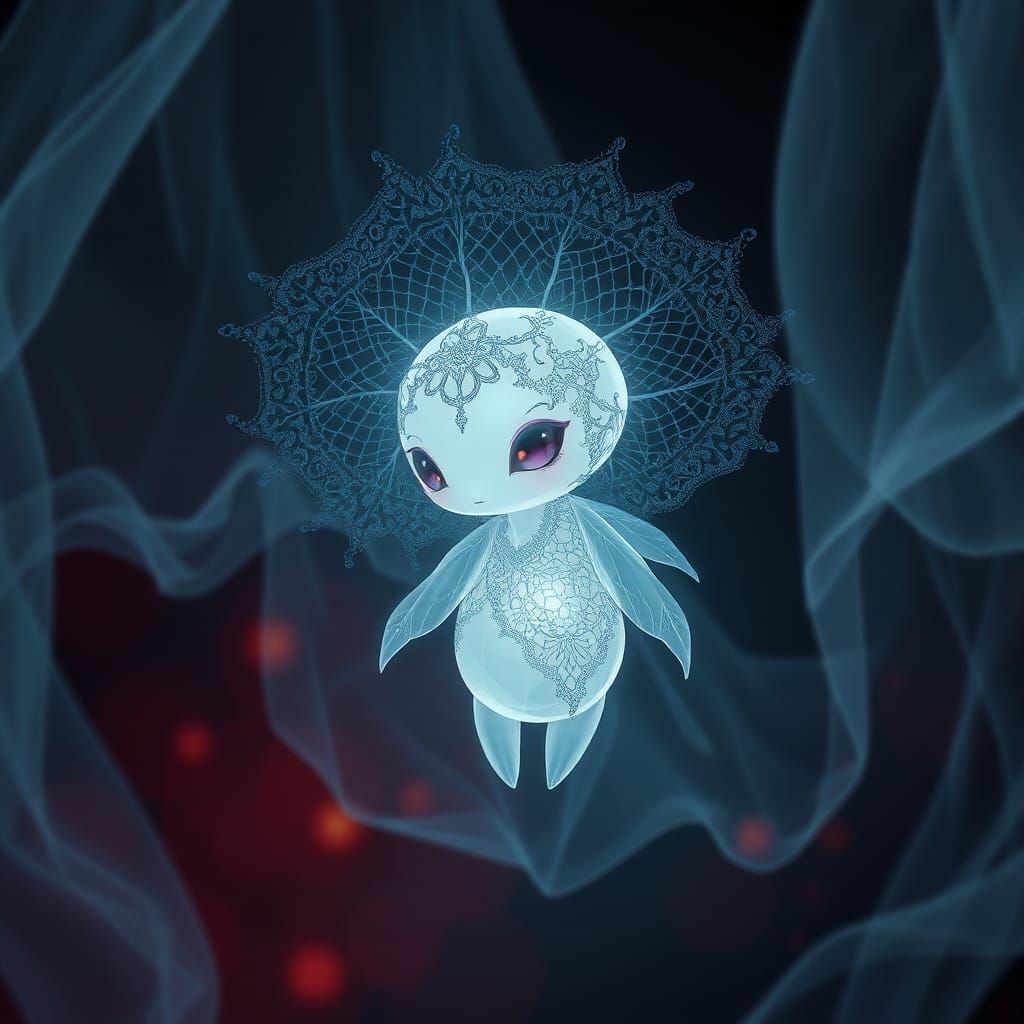 Ethereal Glowing Creature in Gothic Anime Style