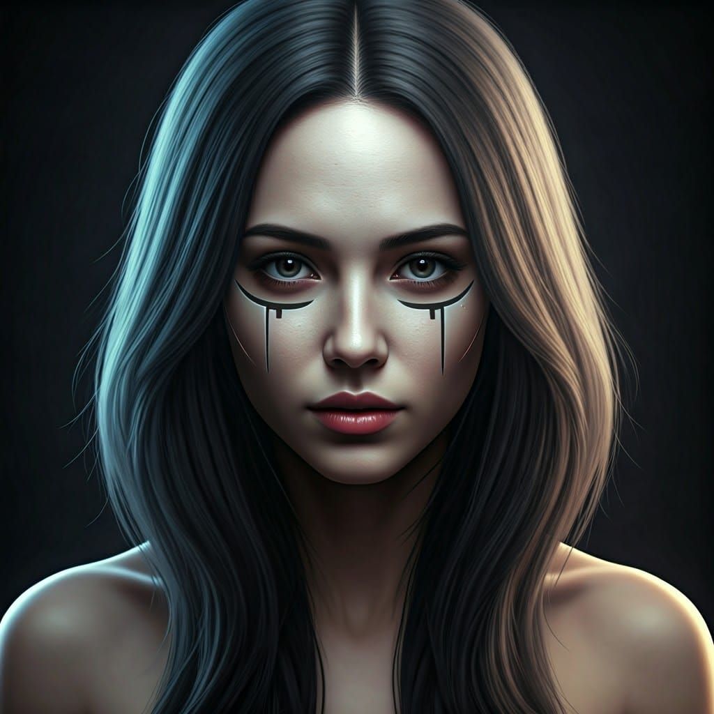 Female Android Portrait in Grunge Style