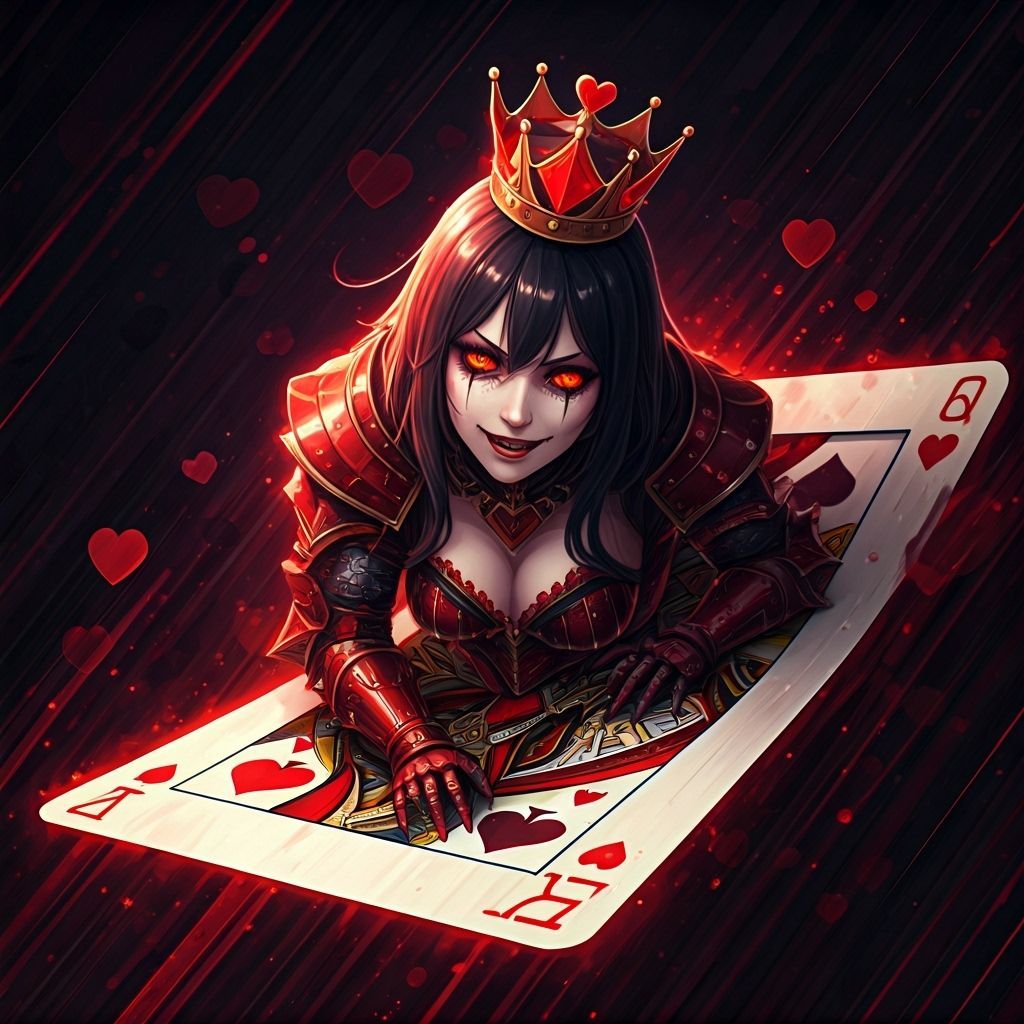 Queen of Hearts in Battle Armor: Watercolor Action Shot