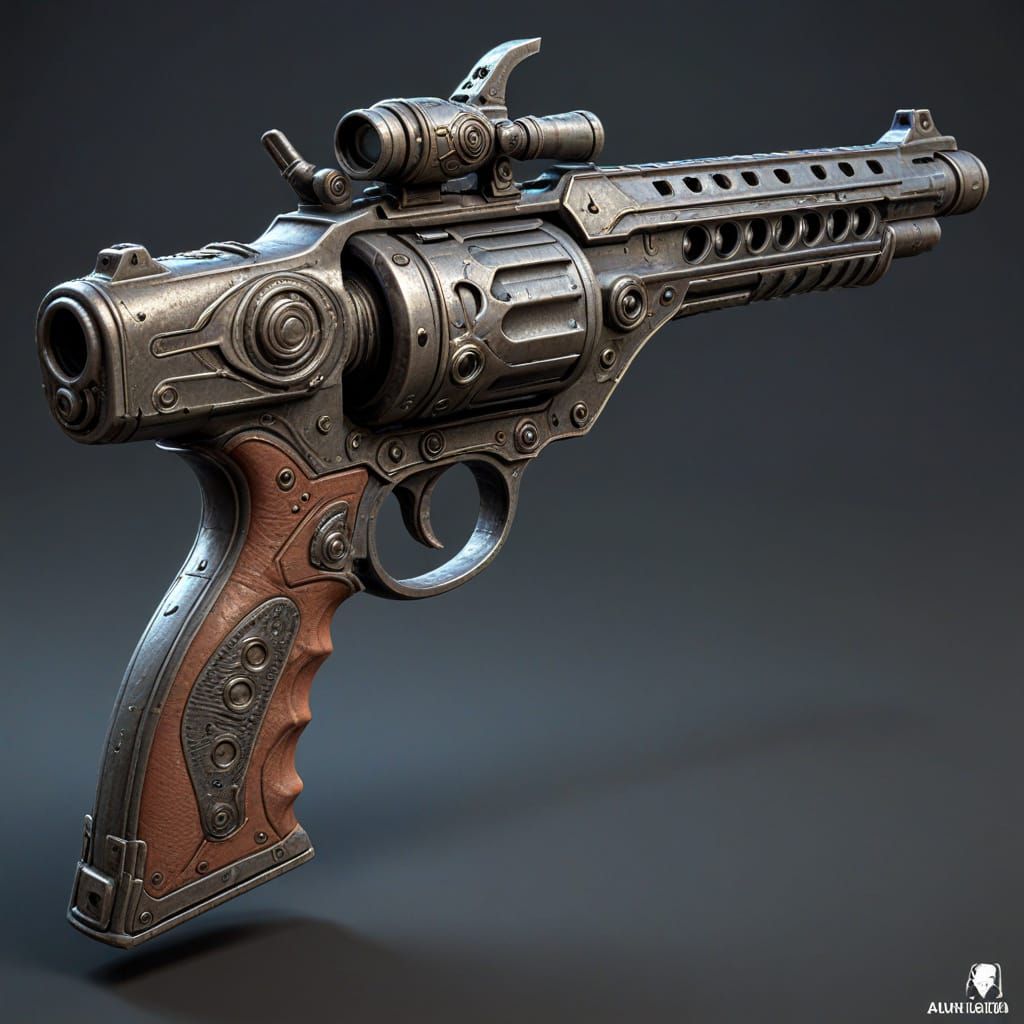 Cyberpunk Alien Gun Prototype in Sci-Fi Style