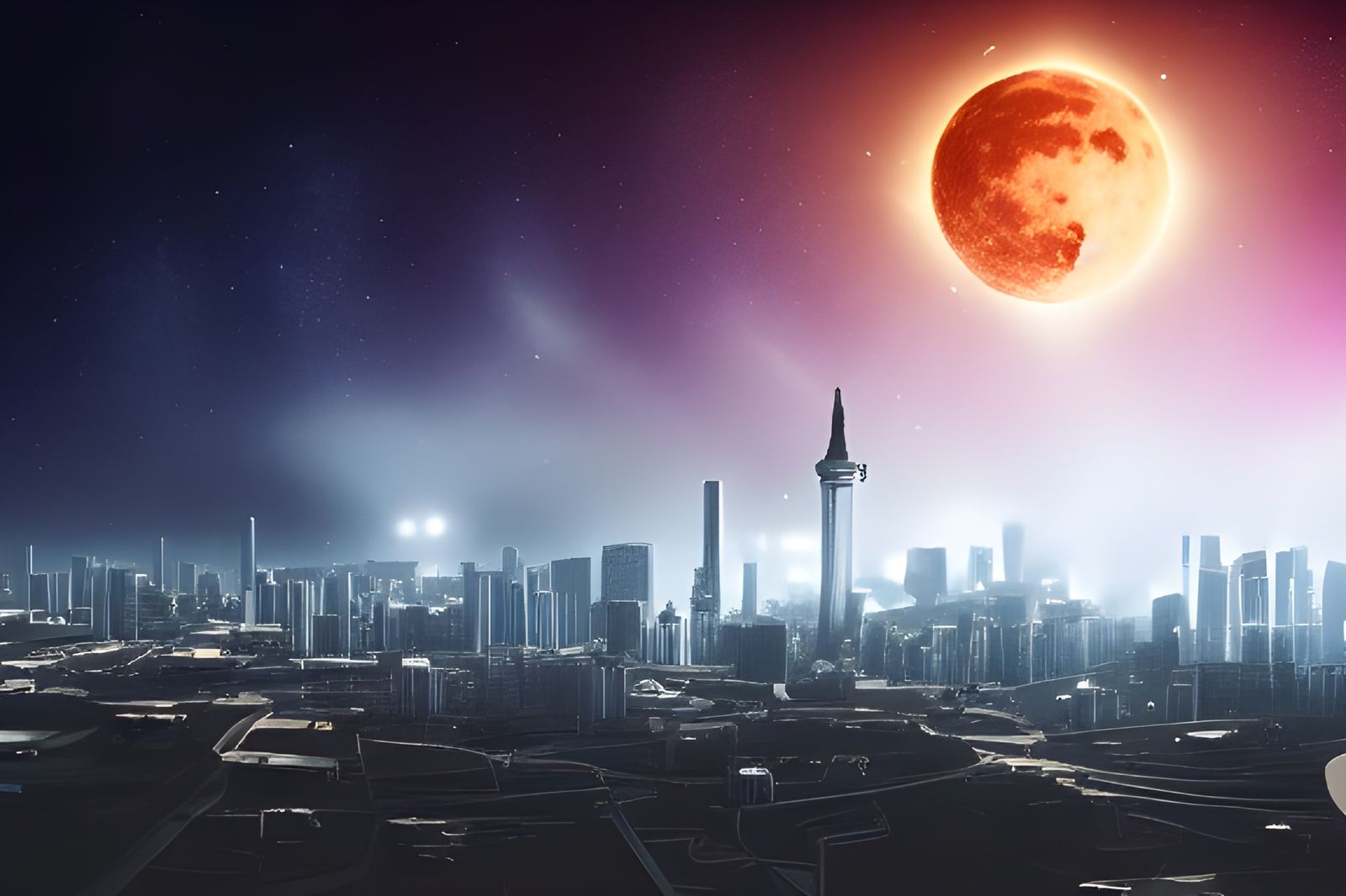 Futuristic City on the Moon in Spacecore Style