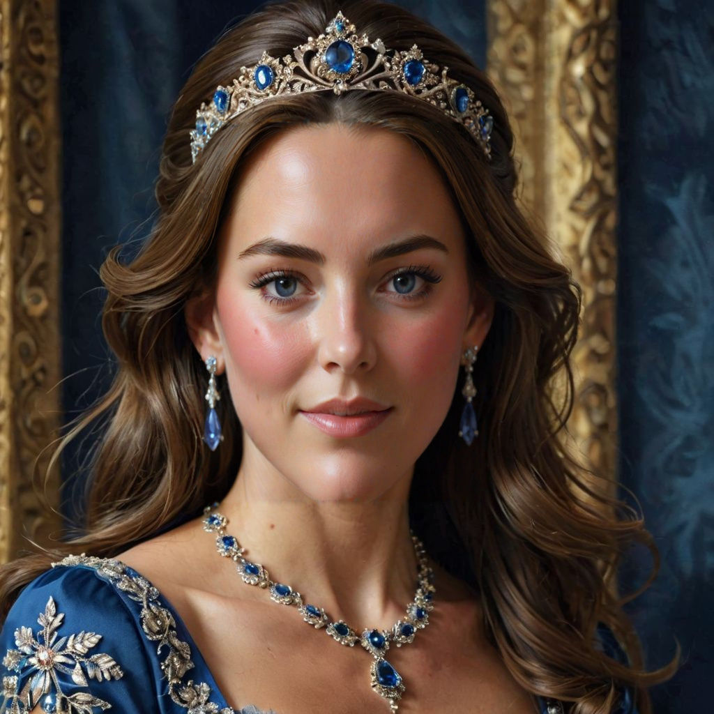 Regal Princess in a Stunning Blue Gown