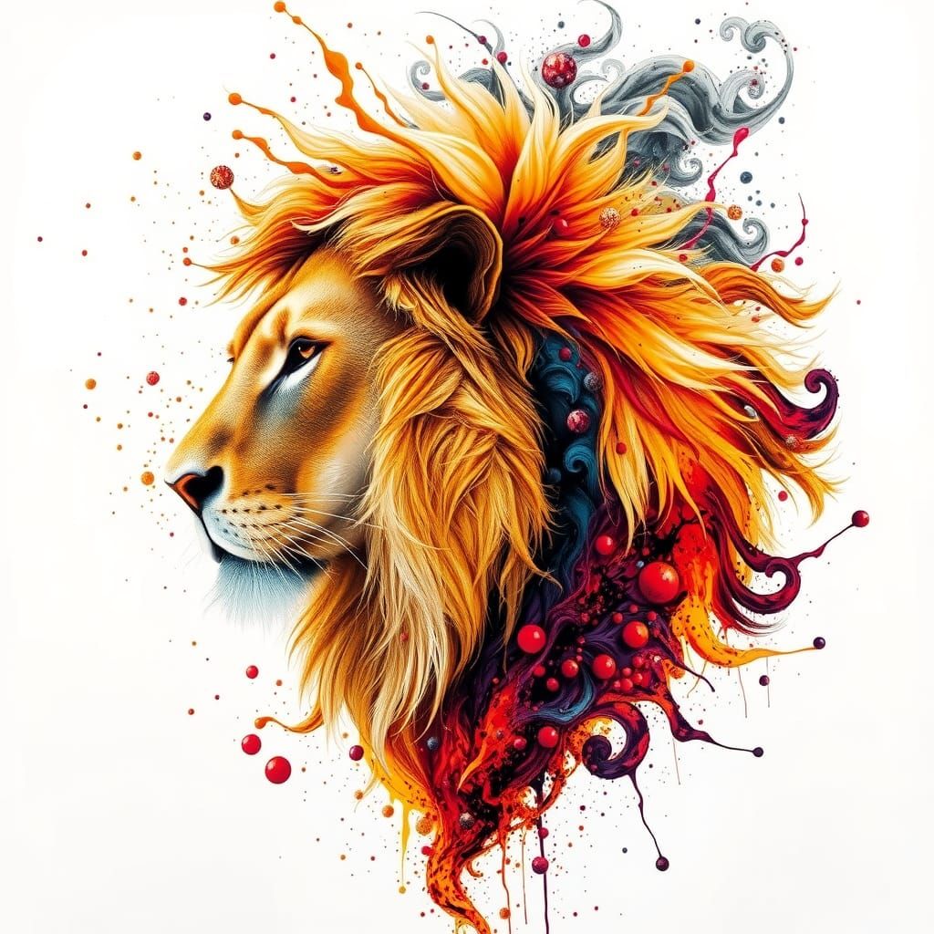 Majestic Lion Head with Alcohol Ink Effect