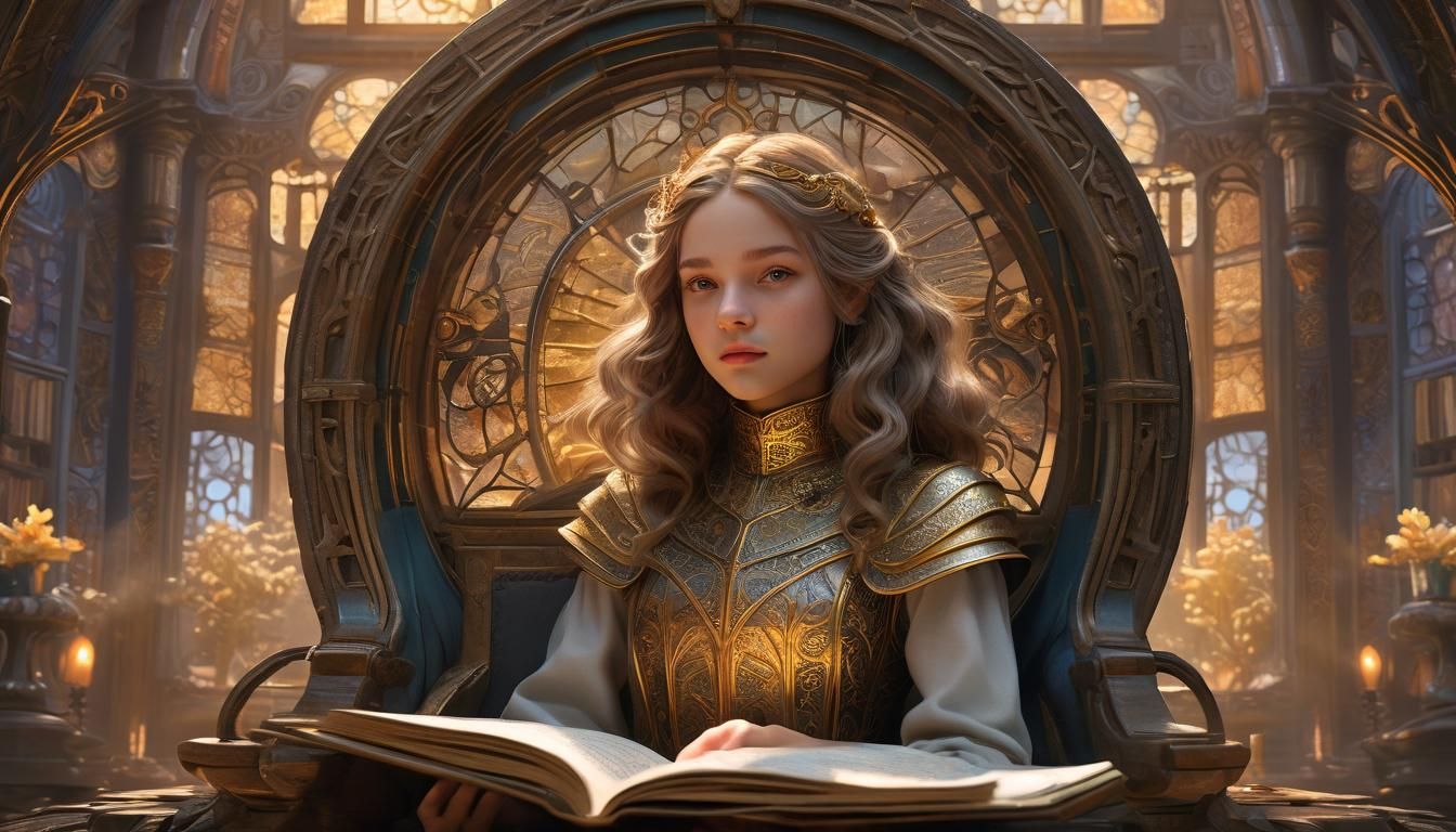 Girl Reading in Carriage at Golden Hour