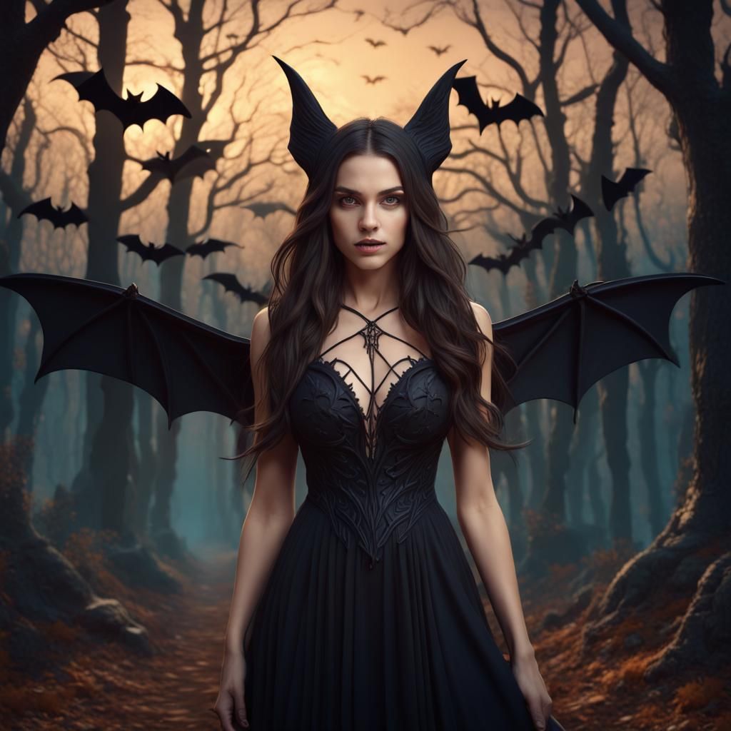 Young Witch in Woods Fantasy Art