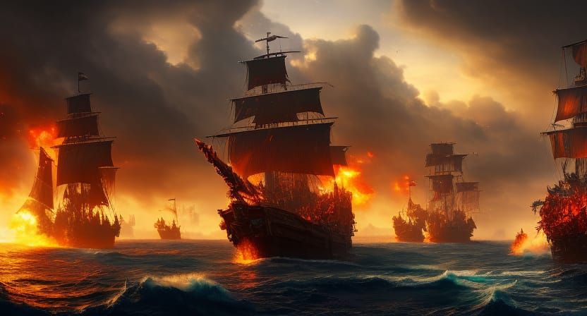 Epic Pirate Battle: Detailed Matte Painting in Unreal Engine