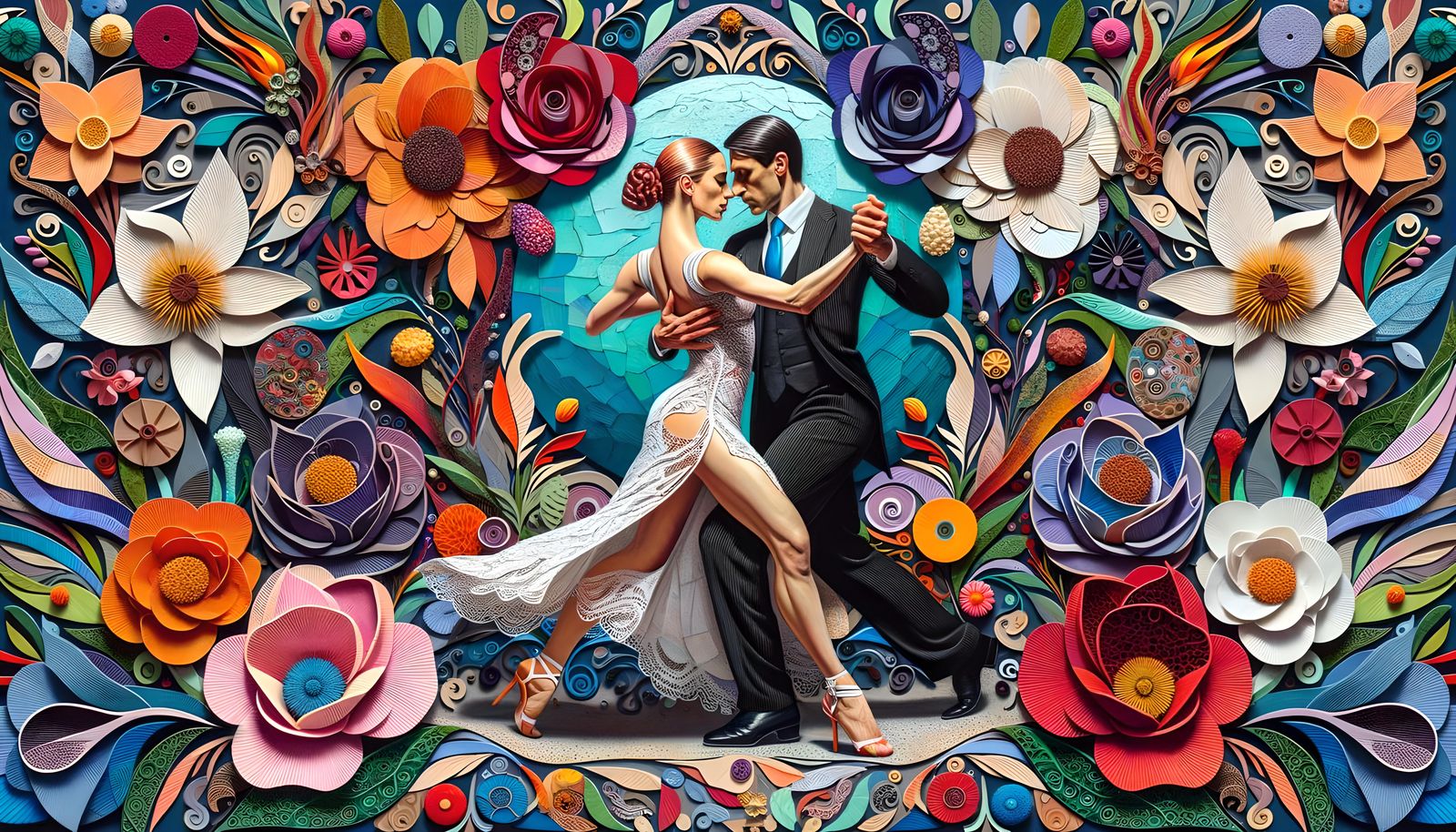 Argentinian Tango Dancers in Paper Art Style