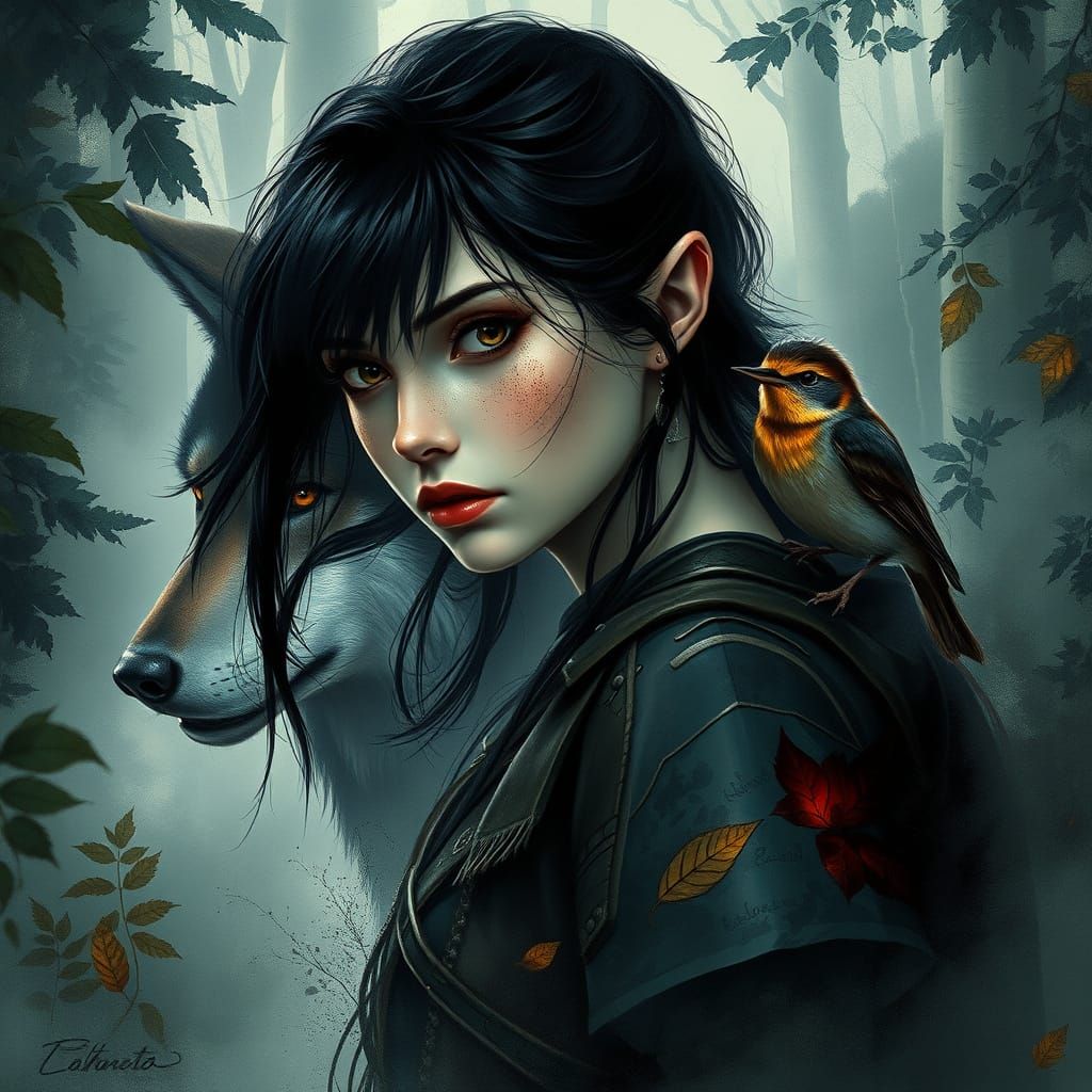 Majestic Elf Ranger in Mystical Forest Landscape