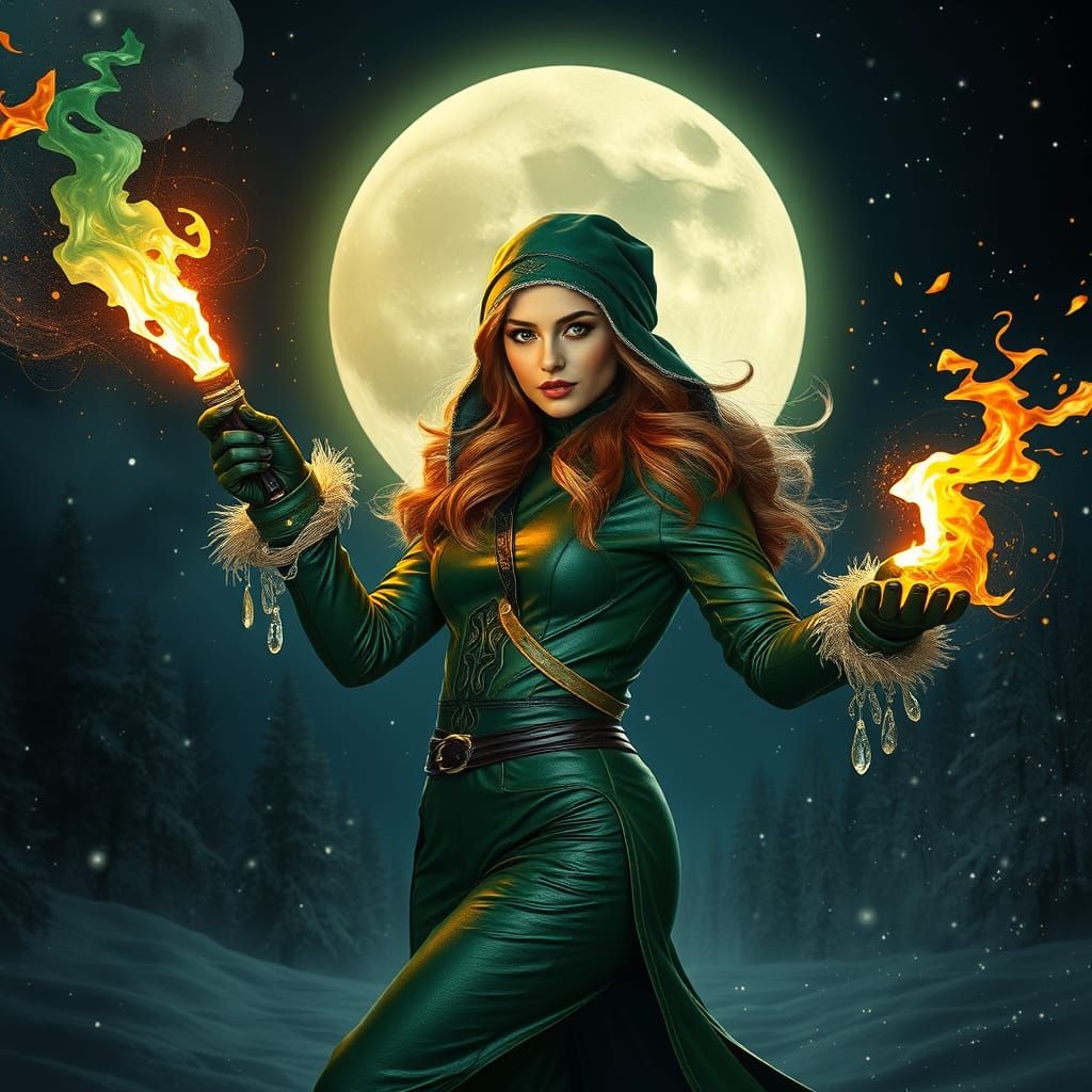 Fiery Redhead Warrior with Shining Green Eyes