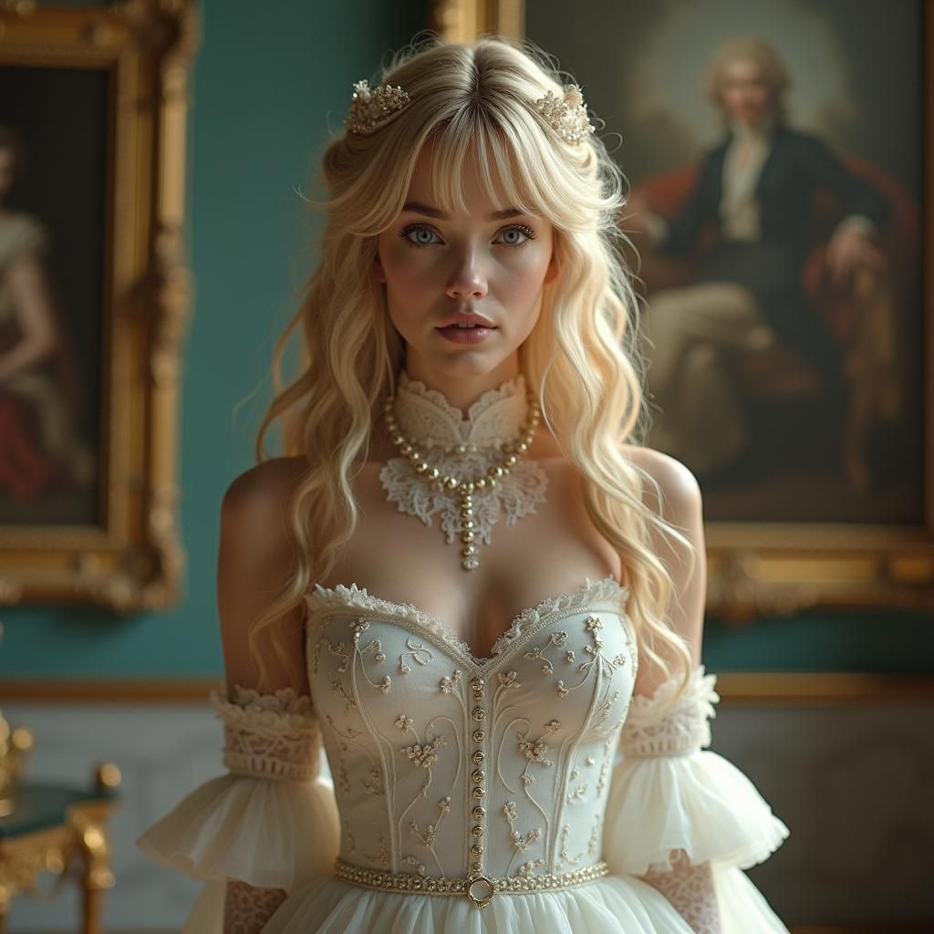 Fae Woman in Art Museum: Matte Painting