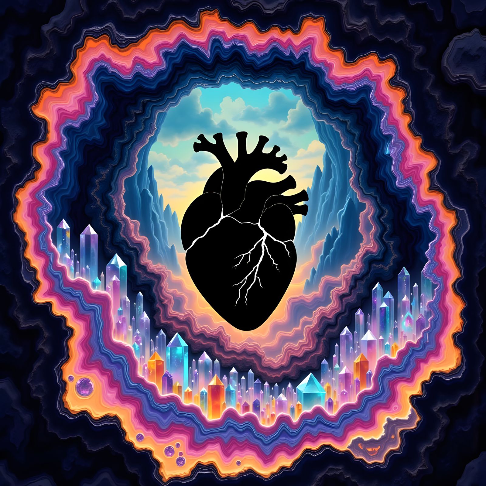 I Filled in the Blanks With: "a black anatomical heart, in a...